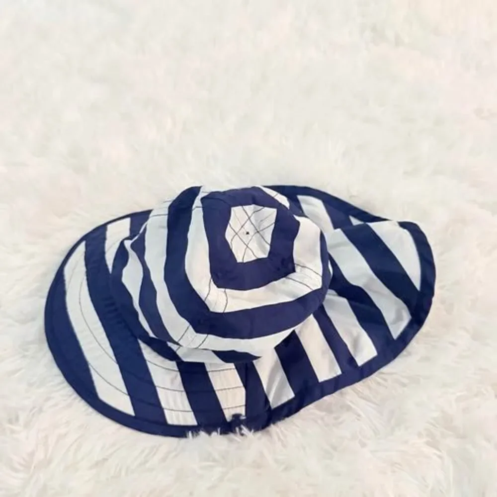 Pottery Barn Kids Baby Sun Hat Blue White Stripe 3-12M UPF Beach Hat